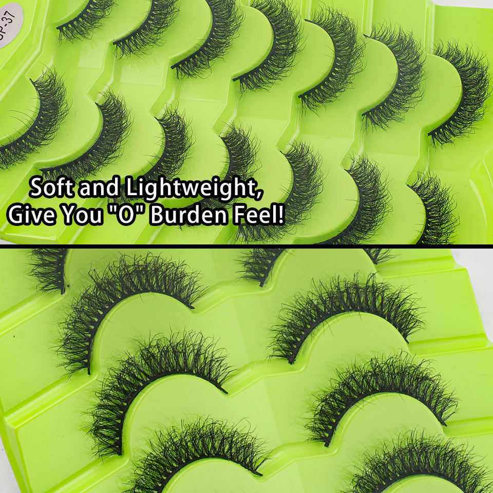 Cat-eye fluffy winged lashes — 7 pairs · GP37 · 12