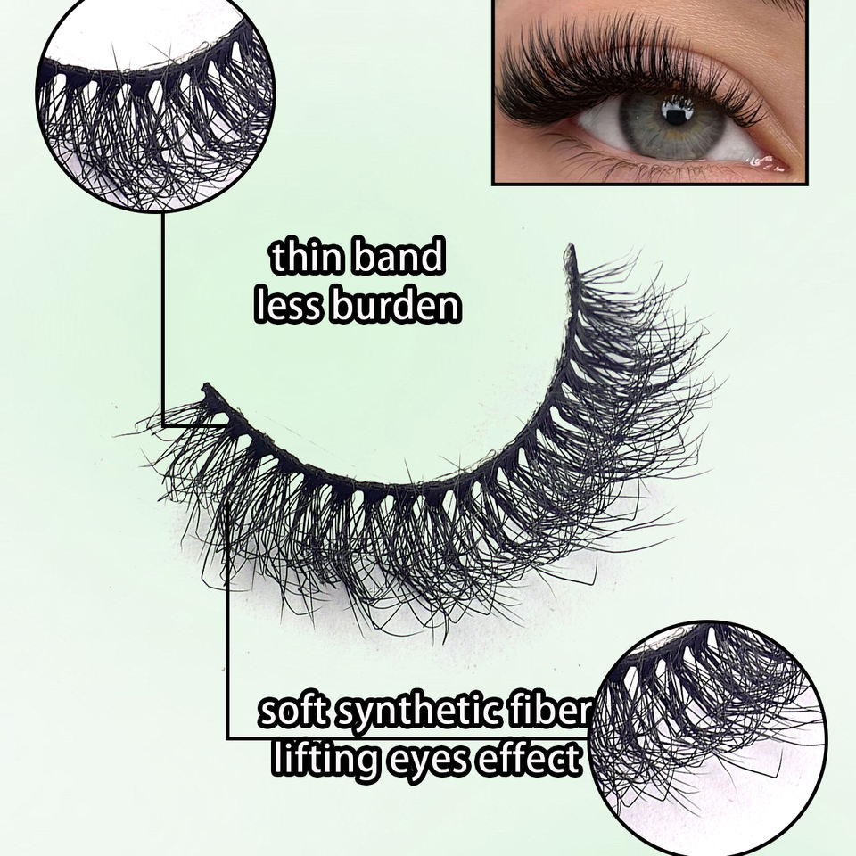Cat-eye fluffy winged lashes — 7 pairs · GP37 · 14