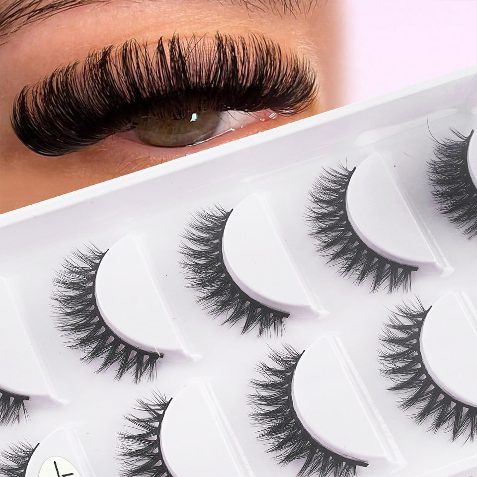 Natural segmented 3D lashes — 5 pairs · S01 · 12