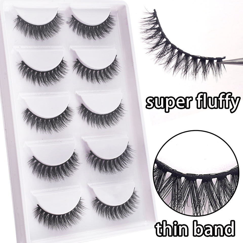 Natural segmented 3D lashes — 5 pairs · S01 · 14