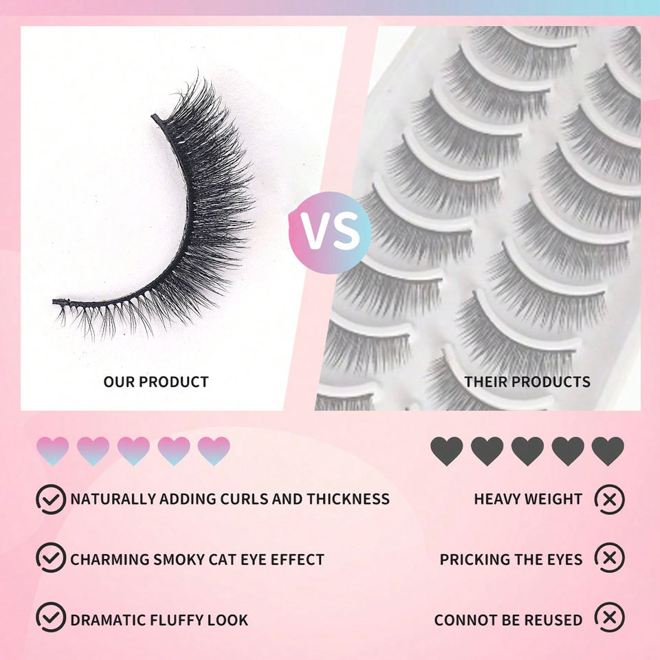Natural everyday lashes — 10 pairs · G007 · 14