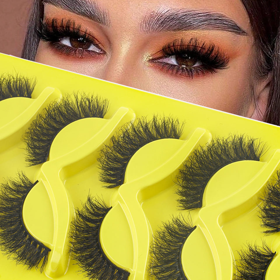 Natural fluffy cat-eye lashes — 7 pairs · Q01 · 13