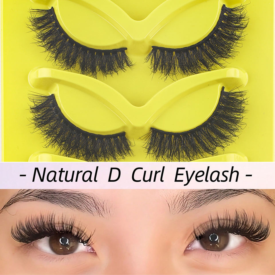 Natural fluffy cat-eye lashes — 7 pairs · Q01 · 14