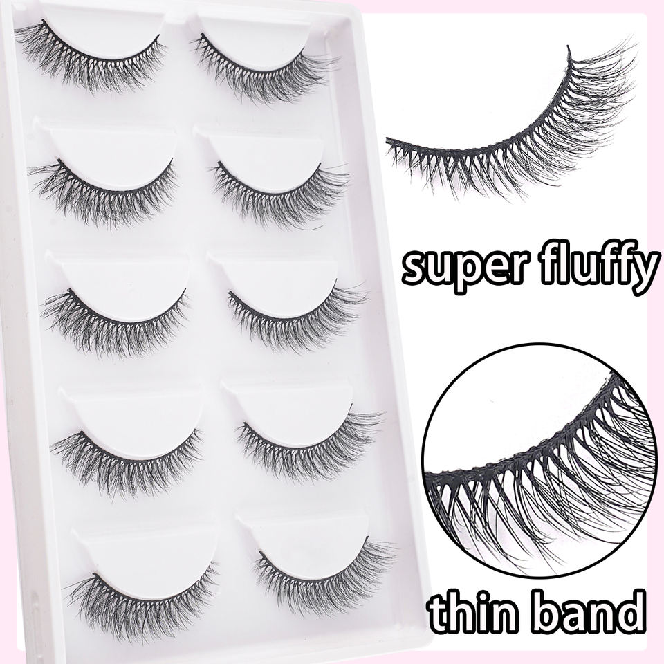 Natural ultra-thin band lashes — 5 pairs · MZ01 · 14