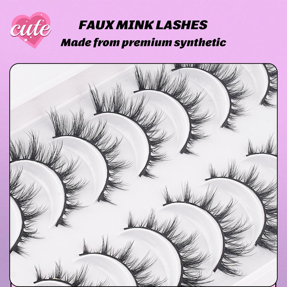 Natural segmented lashes — 10 pairs · G010 · 11