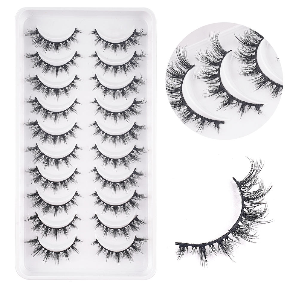 Natural segmented lashes — 10 pairs · G010 · 14